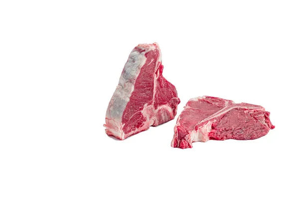 Bife Cru Bone Fundo Branco — Fotografia de Stock