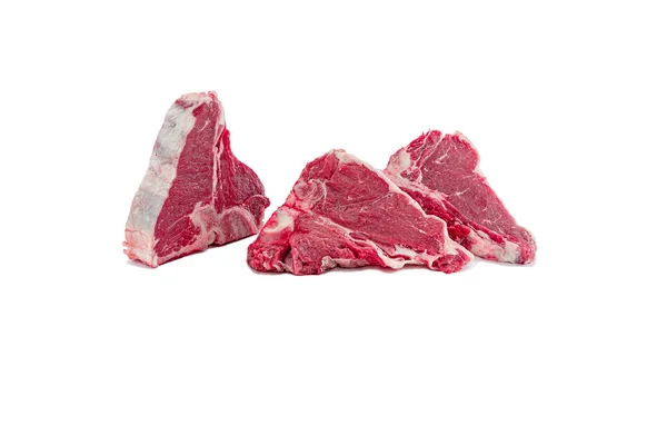 Rohes Bone Steak Auf Weißem Hintergrund — Stockfoto