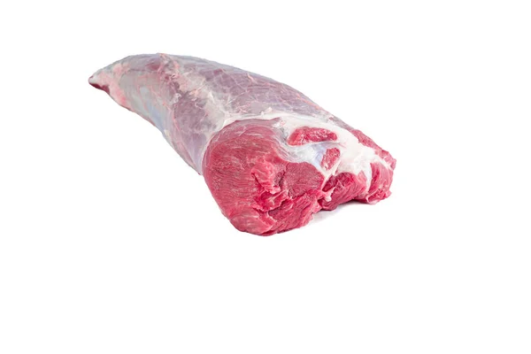 Laje Carne Fresca Isolada Sobre Branco — Fotografia de Stock