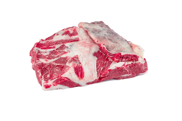Rauw Rundvlees Brisket Geïsoleerd Witte Achtergrond — Stockfoto