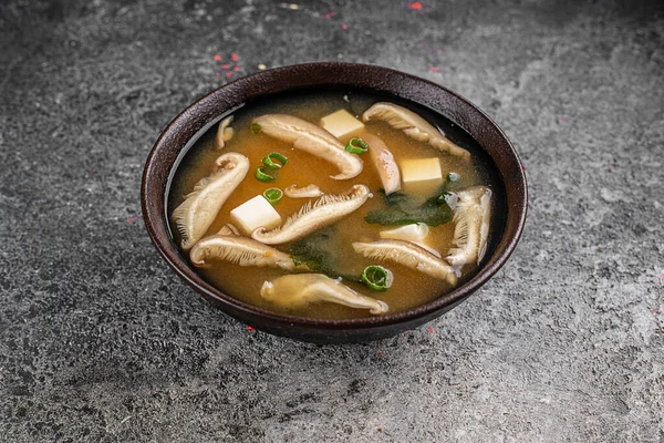 Japanese Cuisine Miso Soup Salmon Seaweed Tofu — Stock Photo, Image