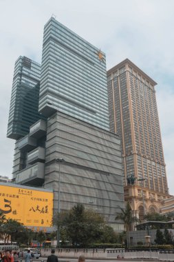 Macao, 04.2019. Çin Halk Cumhuriyeti 'nin Özel Yönetim Bölgesi. Modern binalar