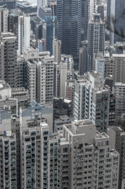 Çin, Hong Kong - 24 Nisan 2019: Düşük açılı yerleşim yerleri, Hong Kong Merkez