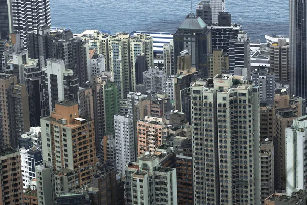 China Hong Kong Abril 2019 Vista Baixo Ângulo Arranha Céus — Fotografia de Stock