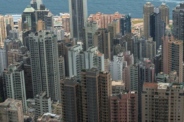China Hong Kong Abril 2019 Vista Baixo Ângulo Arranha Céus — Fotografia de Stock