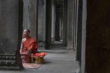 Angkor Wat, Kamboçya 'daki antik tapınaktaki insanlar
