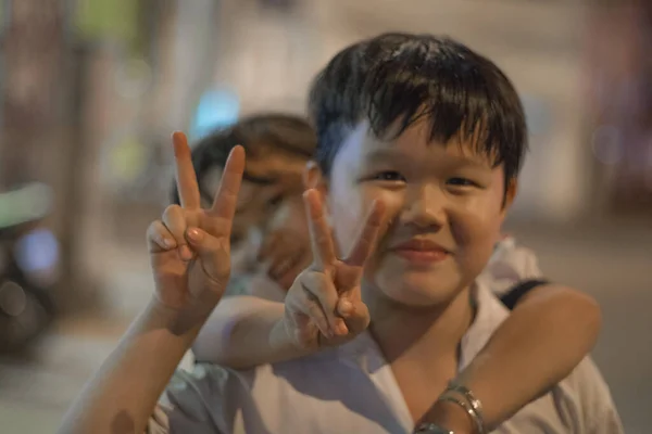 Crianças Felizes Rua China — Fotografia de Stock