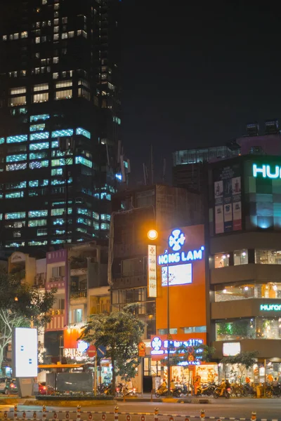 Edifícios Modernos Cidade Rua Hong Kong Noite — Fotografia de Stock