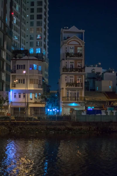 Visão Noturna Centro Cidade — Fotografia de Stock