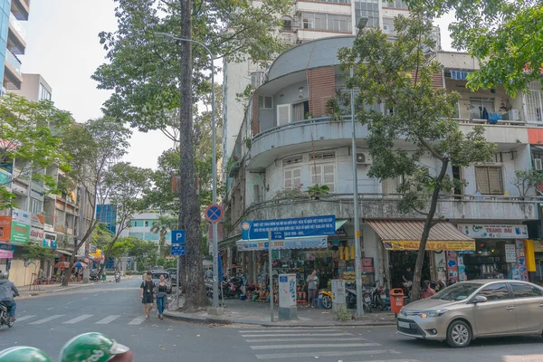 Vue Rue Avec Bâtiments Personnes — Photo