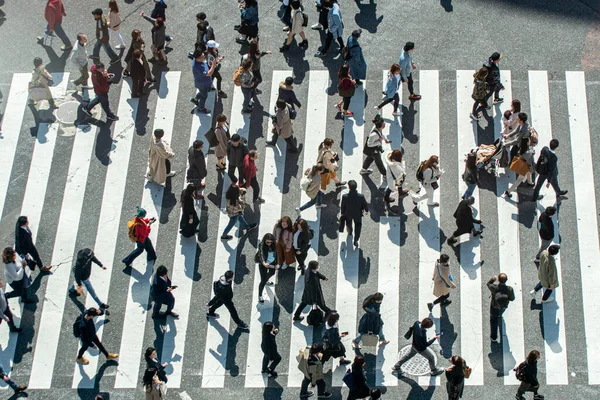 横断歩道で人々と通りの眺め — ストック写真