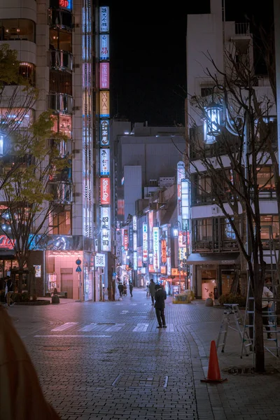 Vue Rue Chine Avec Des Bâtiments Des Personnes Nuit — Photo