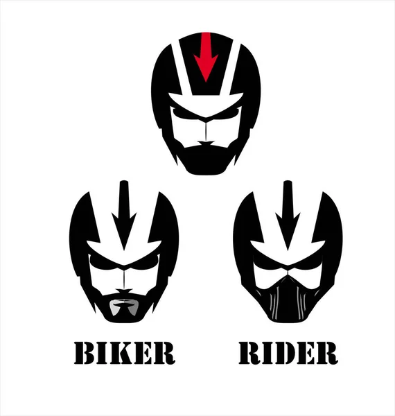 骑手的头 戴着头盔 面罩和太阳镜的男人 赛车手 骑手飞行员 艺术品 战士吉祥物 适用于团队身份 吉祥物 运动队图标 — 图库矢量图片