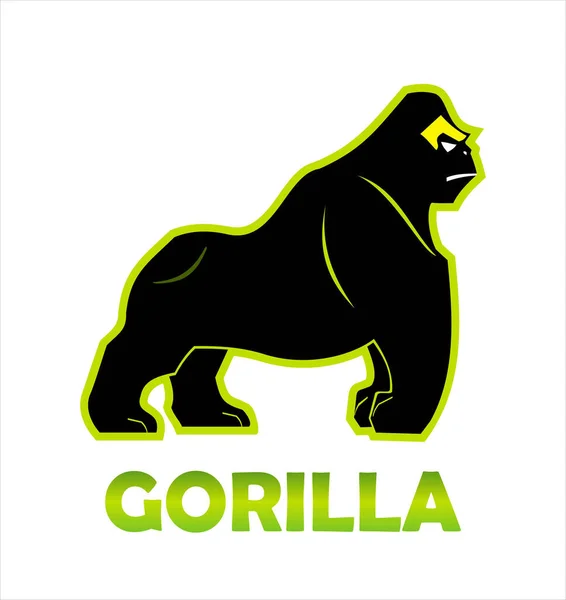 Gorila Rey Kong Espalda Plateada Gorila Gesto Alerta Sobre Fondo — Vector de stock