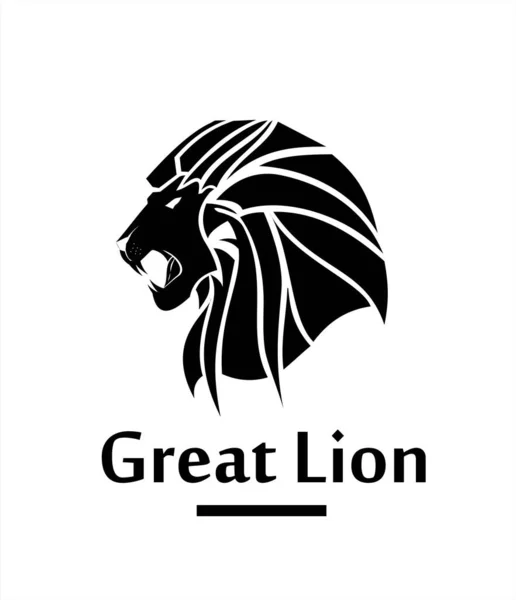 Grande Tête Lion Silhouette Tête Lion Rugissante — Image vectorielle