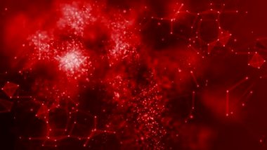 Pleksus ve illüstrasyon ile modern teknolojik kırmızı arka plan