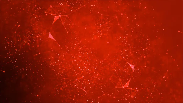 Kırmızı arka plan ile parlayan parçacıklar