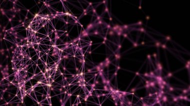 Siyah ekrandaki mor çizgilerin soyut hareketi