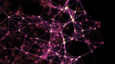 Siyah ekrandaki mor çizgilerin soyut hareketi