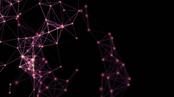 Siyah ekrandaki mor çizgilerin soyut hareketi