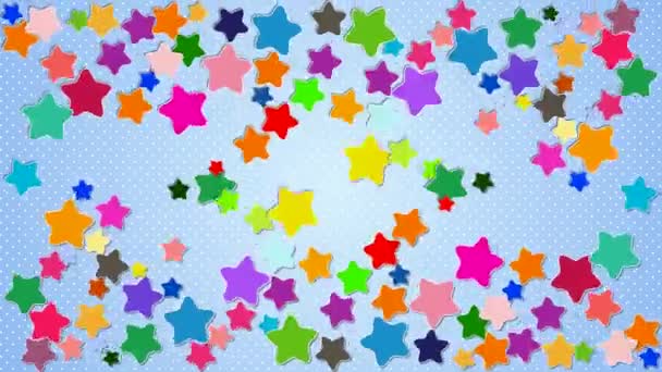 Estrellas Coloridas Cayendo Dos Lados Pantalla — Vídeos de Stock