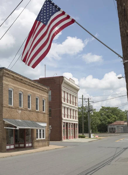 Bandeira Americana Voando Sobre Main Street Remington Virginia Fauquier County — Fotografia de Stock