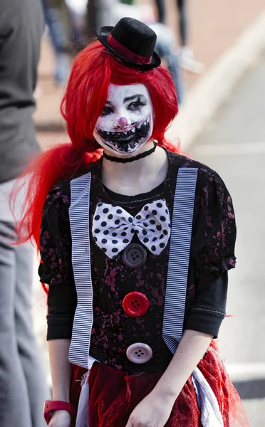 Warrenton Virginia Usa Meisje Verkleed Als Een Clown Halloween Happyfest — Stockfoto