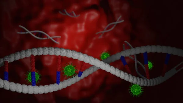 Illusztráció Pandémiás Egészségügyi Kockázat Koncepció Betegségsejtekkel Coronavirus Betegség Dns Sejtek — Stock Fotó