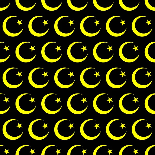 Altın Hilal 'in resmi ve siyah arkaplandaki yıldız, pürüzsüz desen.