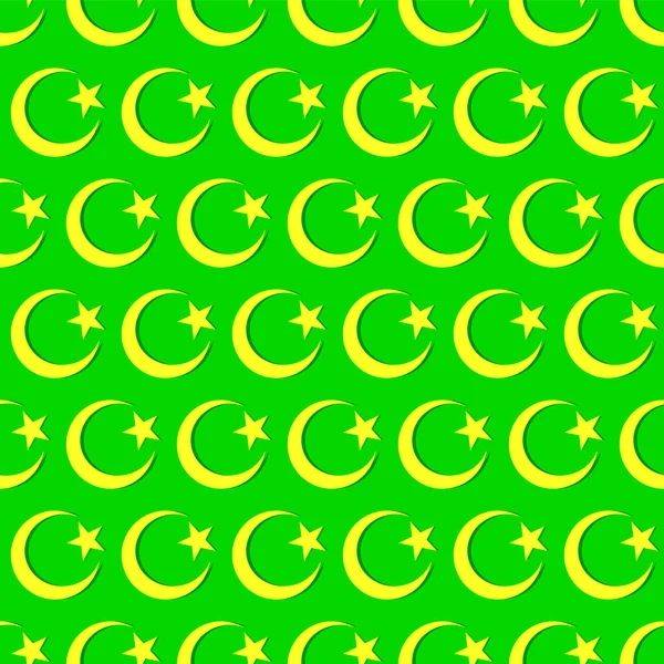 Altın Hilal 'in görüntüsü ve yeşil arkaplandaki yıldızın gölgesi, pürüzsüz deseni.