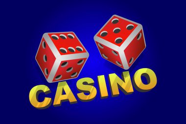 Zarlı kumarhane bayrağı, izometrik vektör illüstrasyonu.