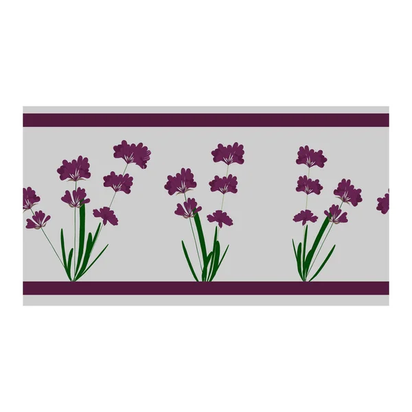 Seamless border, ornament with lavender flowers. — Stock Vector