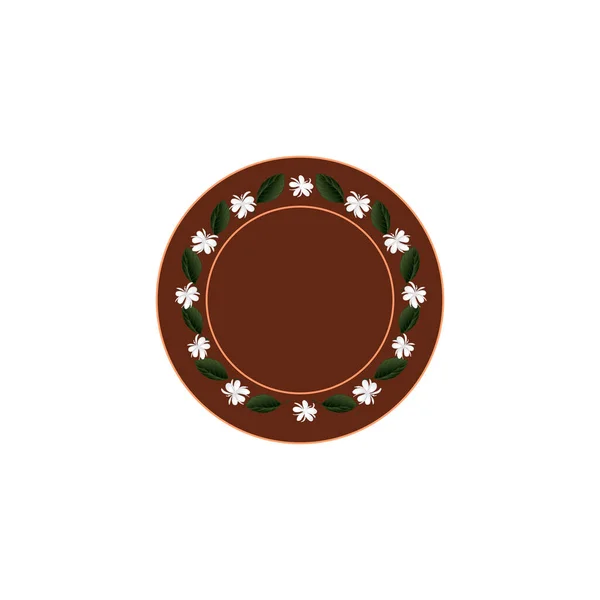 Patrón con hojas verdes y flores blancas verdes del árbol del café dispuestos en forma de círculo — Archivo Imágenes Vectoriales