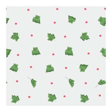 Kırmızı üzümlü ve yeşil yapraklı pürüzsüz desen