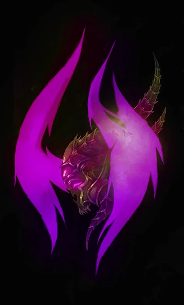 Demoniczne Obraz Symbolu Purpurowe Skrzydła Demona — Zdjęcie stockowe