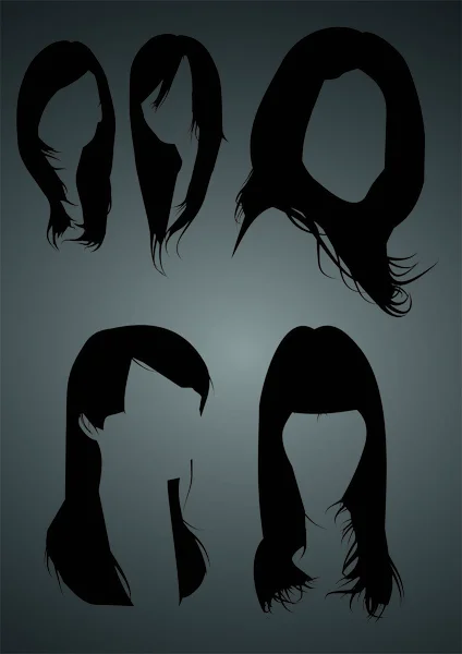 Silhouettes of female hairstyles. Vector