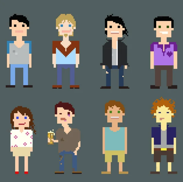 Pixel Art Different People — Stock Photo, Image