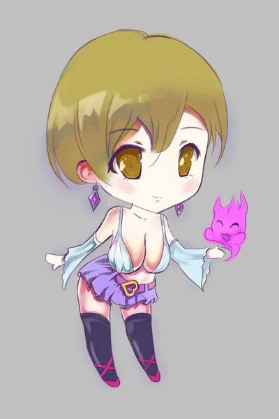 Chibi anime kız sihirbaz