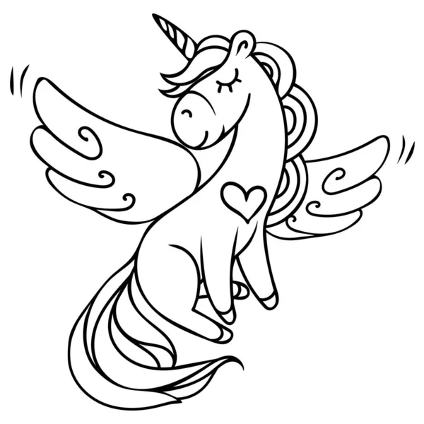 Elle çizilmiş uçan sihirli tek boynuzlu at..