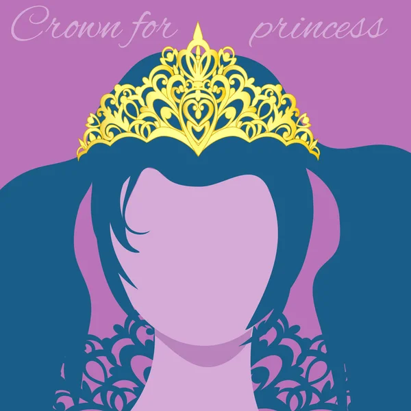 Elegante corona d'oro, tiara per principessa, regina. — Vettoriale Stock