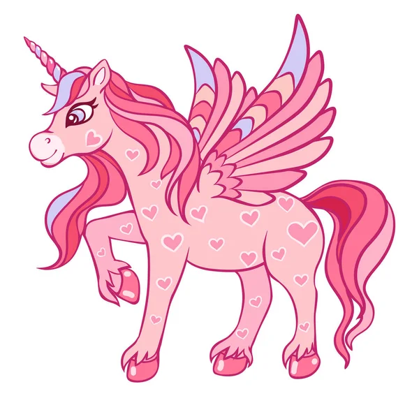 Cute Magical Pink Unicorn Wings Illustration Children Vector Design Isolated — Stock Vector