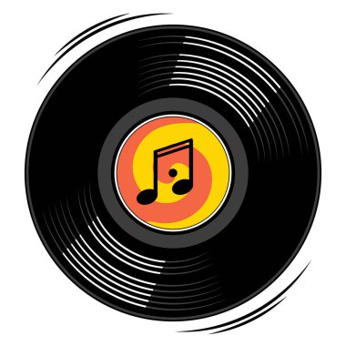 Vinil plak. Simge ve tasarım ögesi beyaz arkaplanda izole edildi.