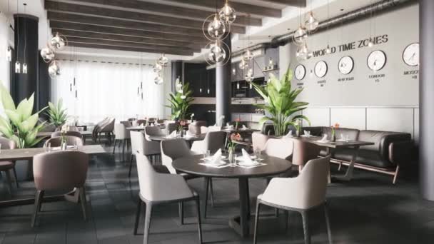 Inredning Modern Restaurang Visualisering — Stockvideo