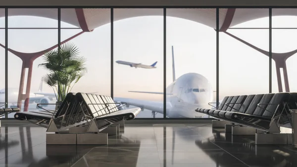 Sala Espera Vacía Terminal Del Aeropuerto — Foto de Stock