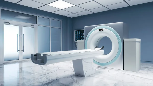 Mriスキャナー室 磁気共鳴画像装置 墓誌付きの病院の部屋 ストック画像