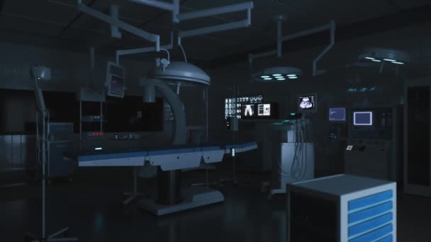 空无一人的手术室手术室开了灯 3D可视化 — 图库视频影像