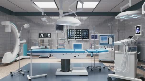 有设备的当代手术室 3D可视化 — 图库视频影像