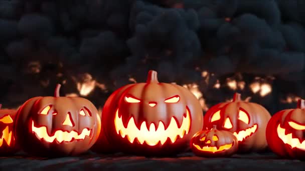 Citrouilles Halloween Sur Fond Fumée Halloween Citrouilles Fond Avec Des — Video