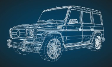 Bir klasik tasarımı ile sigorta primi çerçeve Suv modeli. Vektör çizim mavi bir arka plan üzerinde beyaz kenarlı üçgen ızgara