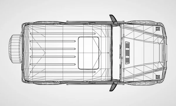 豪华框架 Suv 模型的经典设计 灰色背景下黑色多边形三角形网格的矢量图解 — 图库矢量图片